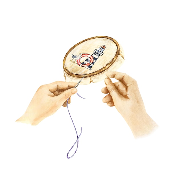 Osoba wyszywająca na tamborku